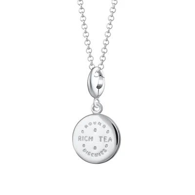 Lily Charmed Women's Sterling Silver Rich Tea Biscuit Charm Necklace