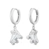 Lily Charmed Women's Sterling Silver Roller Skate Charm Hoop Earrings In Silver