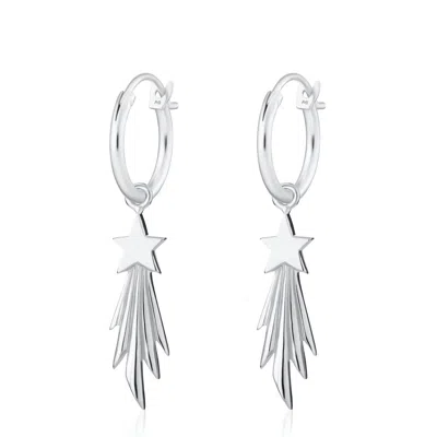 Lily Charmed Women's Sterling Silver Shooting Star Charm Hoop Earrings