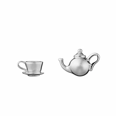 Lily Charmed Women's Sterling Silver Teapot & Teacup Stud Earrings