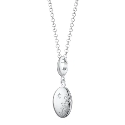 Lily Charmed Women's Sterling Silver Tiny Celestial Locket Necklace