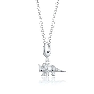 Lily Charmed Women's Sterling Silver Triceratops Dinosaur Charm Necklace