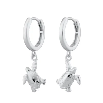 Lily Charmed Women's Sterling Silver Turtle Charm Hoop Earrings