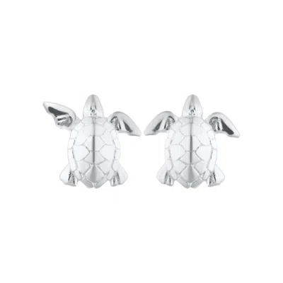 Lily Charmed Women's Sterling Silver Turtle Stud Earrings - Animal Earrings