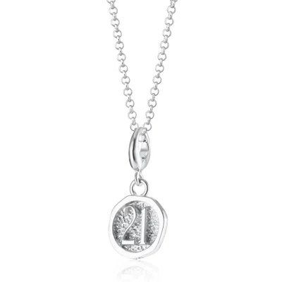 Lily Charmed Women's Sterling Silver Twenty First Birthday Charm Necklace