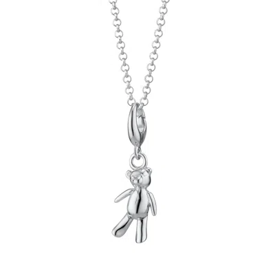 Lily Charmed Women's Sterling Silver Vintage Teddy Bear Charm Necklace