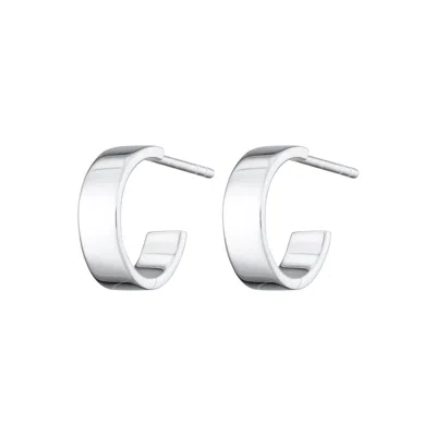 Lily Charmed Women's Sterling Silver Wide Huggie Hoop Earrings