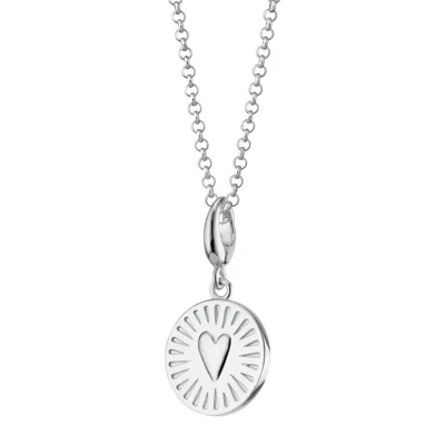 Lily Charmed Women's Sterling Silver You Have My Heart Disc Charm Necklace