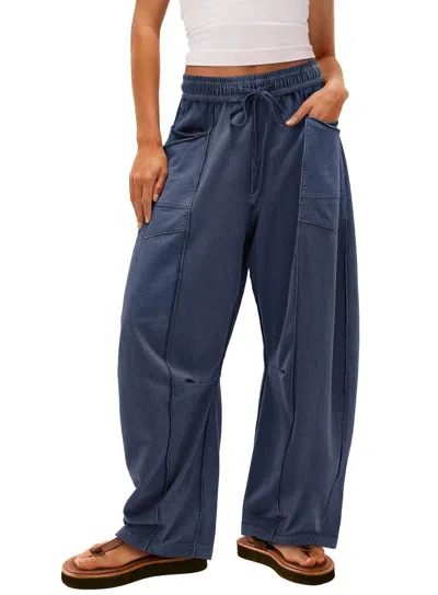 Lily Clothing Baggy Barrel Pants In Dark Blue