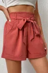 Lily Clothing Bottom Belted Shorts In Brick