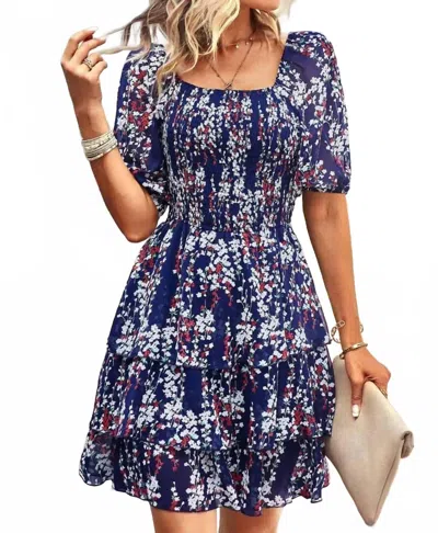 Lily Clothing Crissy's Cake Walk Mini Dress In Navy Floral In Blue