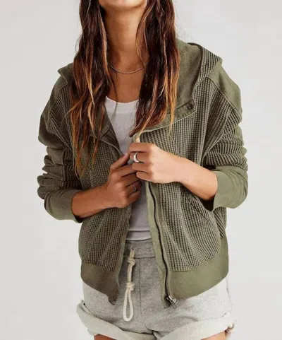Lily Clothing Hooded Long-sleeved Cardigan In Green