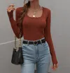 Lily Clothing Knit Long Sleeve Sweater Top In Brick