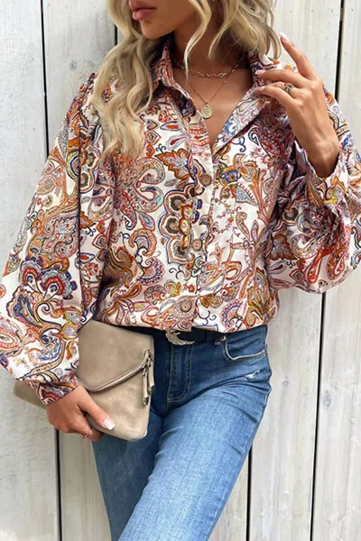 Lily Clothing Multi Pattern Blouse In Orange