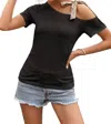 Lily Clothing Off The Shoulder Leopard Strap Top In Black In Black