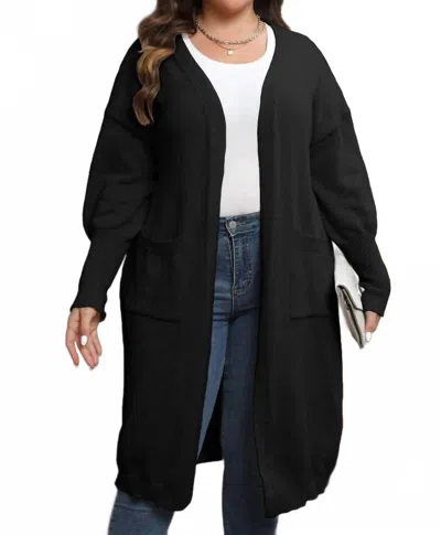 Lily Clothing Open Front Knit Cardigan - Plus In Black