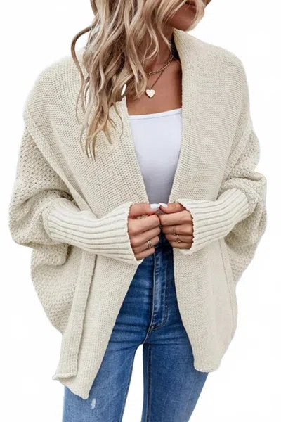 Lily Clothing Open Front Shawl Cardigan In Apricot In Sand