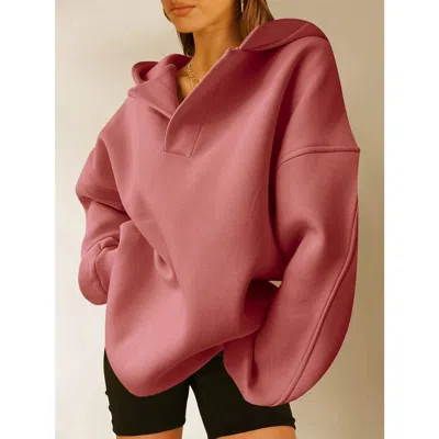 Lily Clothing Slouchy Hooded Sweatshirt In Mauve In Multi