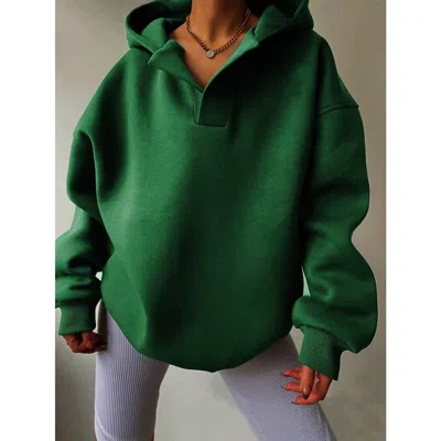 Lily Clothing Slouchy Hooded Sweatshirt - Plus In Green