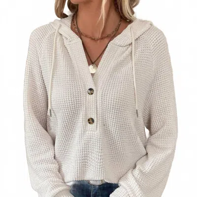 Lily Clothing Waffle Button-up Hoodie Pullover In Apricot In White