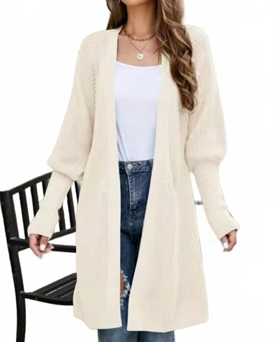 Lily Clothing Women's Fitted Rib Cuff Open Front Knit Cardigan In Beige In Neutral