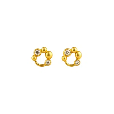 Lily Flo Jewellery Women's Aurora Circle Studs Gold And Diamonds