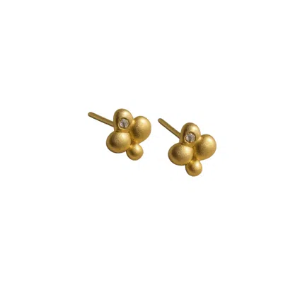 Lily Flo Jewellery Women's Aurora Cluster Studs Gold With Diamonds