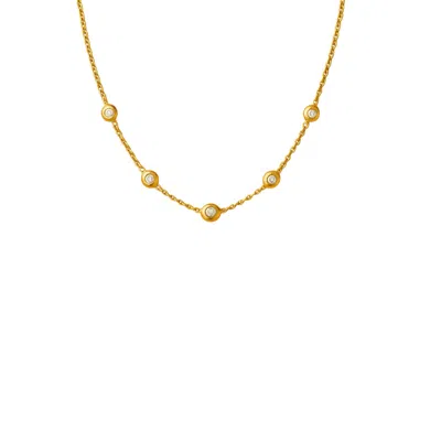 Lily Flo Jewellery Women's Aurora Seven Station Necklace Solid Gold With Diamonds
