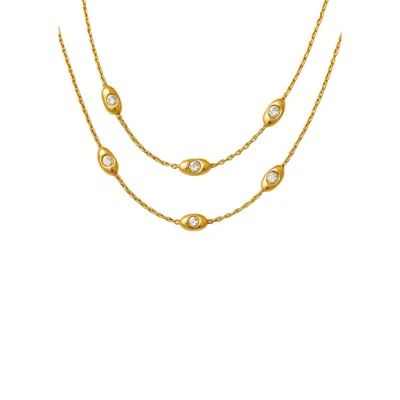 Lily Flo Jewellery Women's Aurora Six Station Necklace Solid Gold With Diamonds