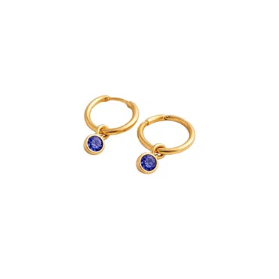 Lily Flo Jewellery Women's Blue / Gold Blue Sapphire Sleeper Drop Earrings In Multi
