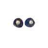 Lily Flo Jewellery Women's Blue Lapis Lazuli Round Diamond Stud Earrings