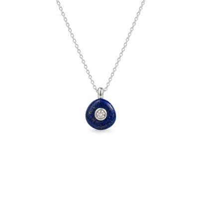 Lily Flo Jewellery Women's Blue Lapis Lazuli Round Pendant Necklace In Metallic