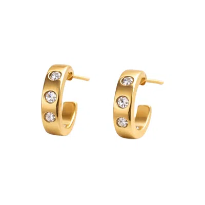 Lily Flo Jewellery Women's Bold Gold Hoops With Flush Set Diamonds