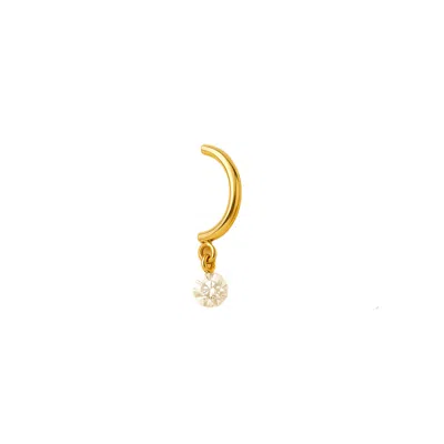 Lily Flo Jewellery Women's Brilliant Cut Round Diamond Eclipse Hoop Earring Solid Gold In Brown