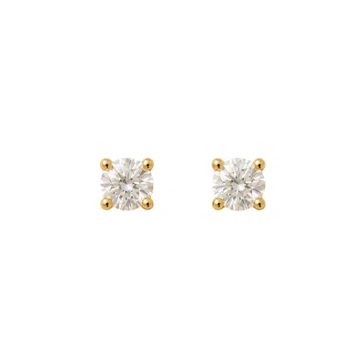Lily Flo Jewellery Women's Diamond Claw Set Gold Earrings