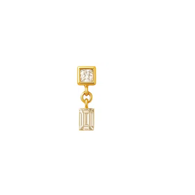 Lily Flo Jewellery Women's Dual Cut Whisper Diamond Drop Stud Solid Gold
