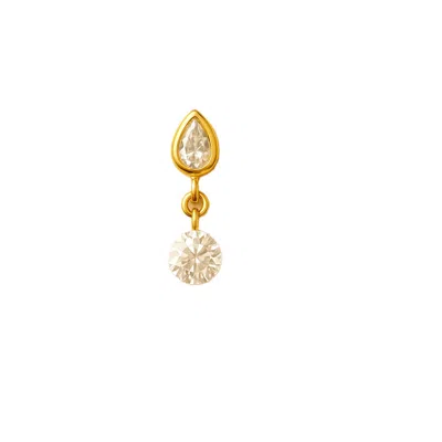 Lily Flo Jewellery Women's Dual Cut Whisper Pear And Round Diamond Drop Stud Solid Gold