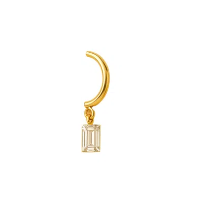 Lily Flo Jewellery Women's Emerald Cut Diamond Eclipse Half Hoop Solid Gold Earring