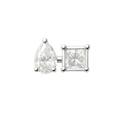 Lily Flo Jewellery Women's Entre Nous Pear & Princess Diamond Silver Stud