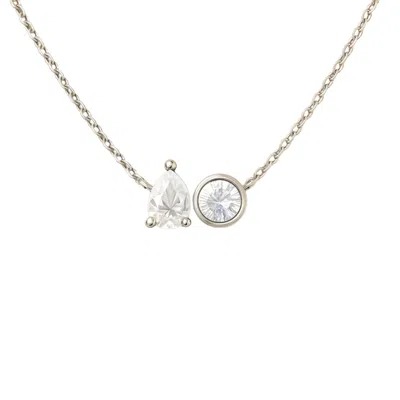 Lily Flo Jewellery Women's Entre Nous Pear & Round Diamond Silver Necklace