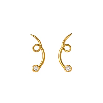Lily Flo Jewellery Women's Everything Kept Unfolding Gold Diamond Earrings