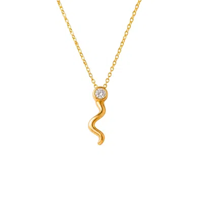 Lily Flo Jewellery Women's Gold Almost Effortless Diamond Wave Necklace