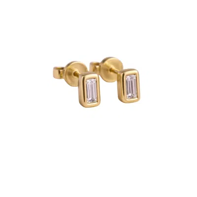 Lily Flo Jewellery Women's Gold Baguette Diamond Stud Earrings