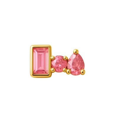 Lily Flo Jewellery Women's Gold / Blue Entre Nous Pink Tourmaline Triple Stud In Multi