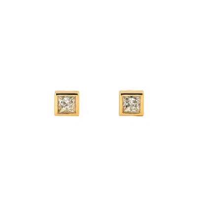 Lily Flo Jewellery Women's Gold Clara Princess Cut Stud Earrings