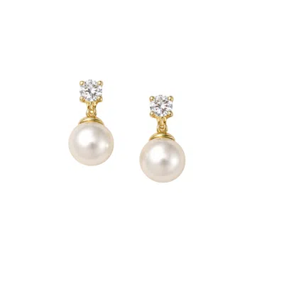 Lily Flo Jewellery Women's Gold Diamond And Pearl Stud Earrings