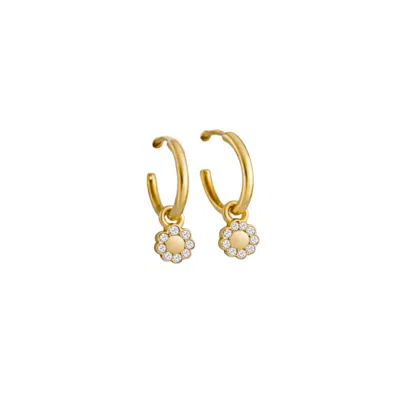 Lily Flo Jewellery Women's Gold Diamond Cluster Hoop Earrings