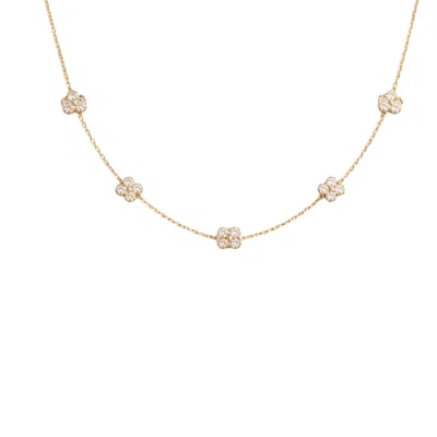 Lily Flo Jewellery Women's Gold Diamond Cube Station Necklace
