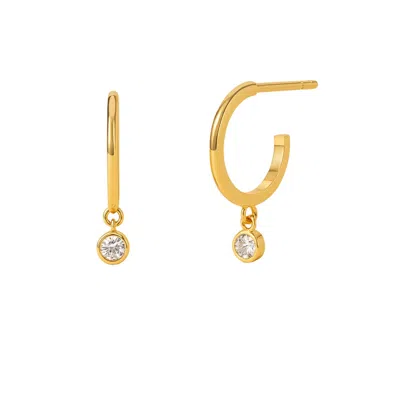 Lily Flo Jewellery Women's Gold Diamond Drop Hoops