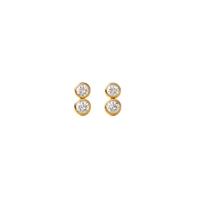 Lily Flo Jewellery Women's Gold Double Diamond Stud Earrings